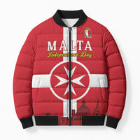 Personalized Malta Independence Day Bomber Puffer Jacket Maltese Cross Heritage Pride