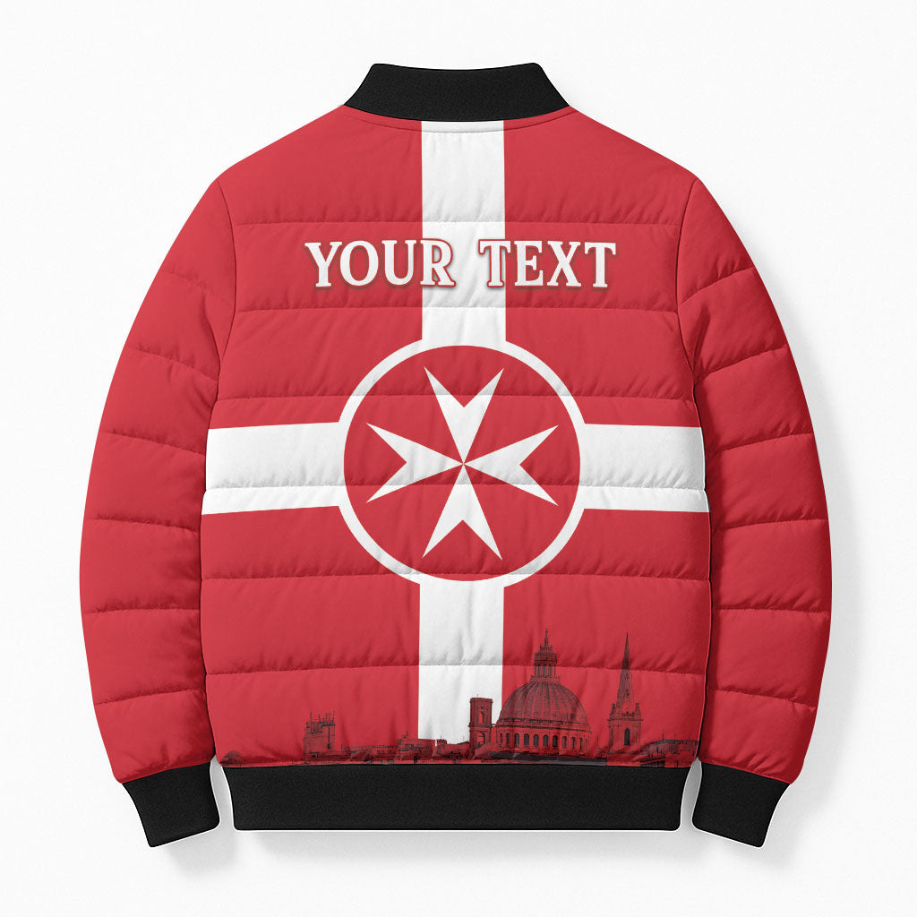 Personalized Malta Independence Day Bomber Puffer Jacket Maltese Cross Heritage Pride