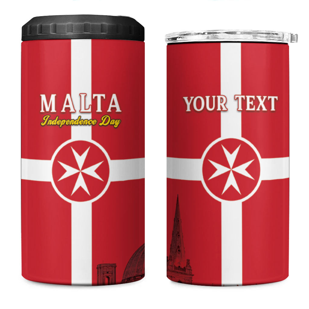 Personalized Malta Independence Day 4 in 1 Can Cooler Tumbler Maltese Cross Heritage Pride
