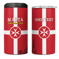 Personalized Malta Independence Day 4 in 1 Can Cooler Tumbler Maltese Cross Heritage Pride