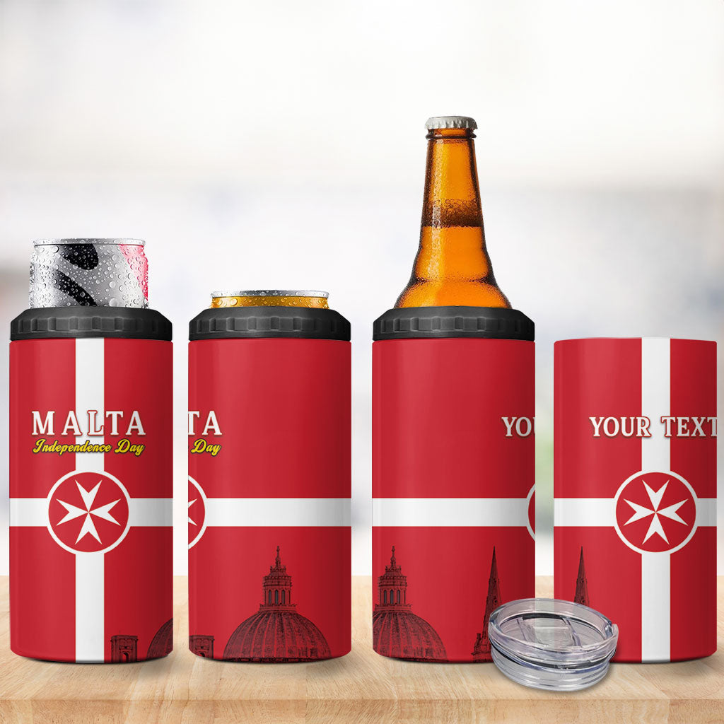 Personalized Malta Independence Day 4 in 1 Can Cooler Tumbler Maltese Cross Heritage Pride