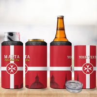 Personalized Malta Independence Day 4 in 1 Can Cooler Tumbler Maltese Cross Heritage Pride