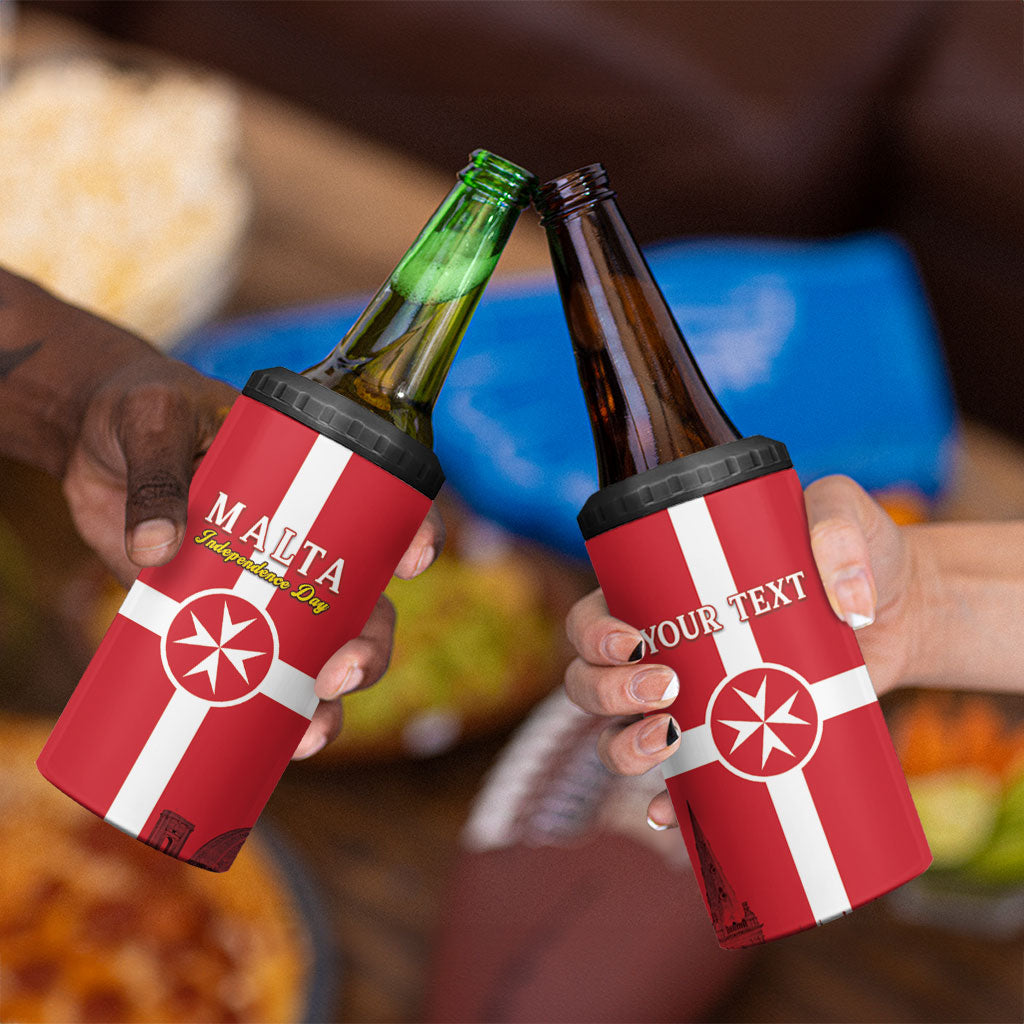 Personalized Malta Independence Day 4 in 1 Can Cooler Tumbler Maltese Cross Heritage Pride