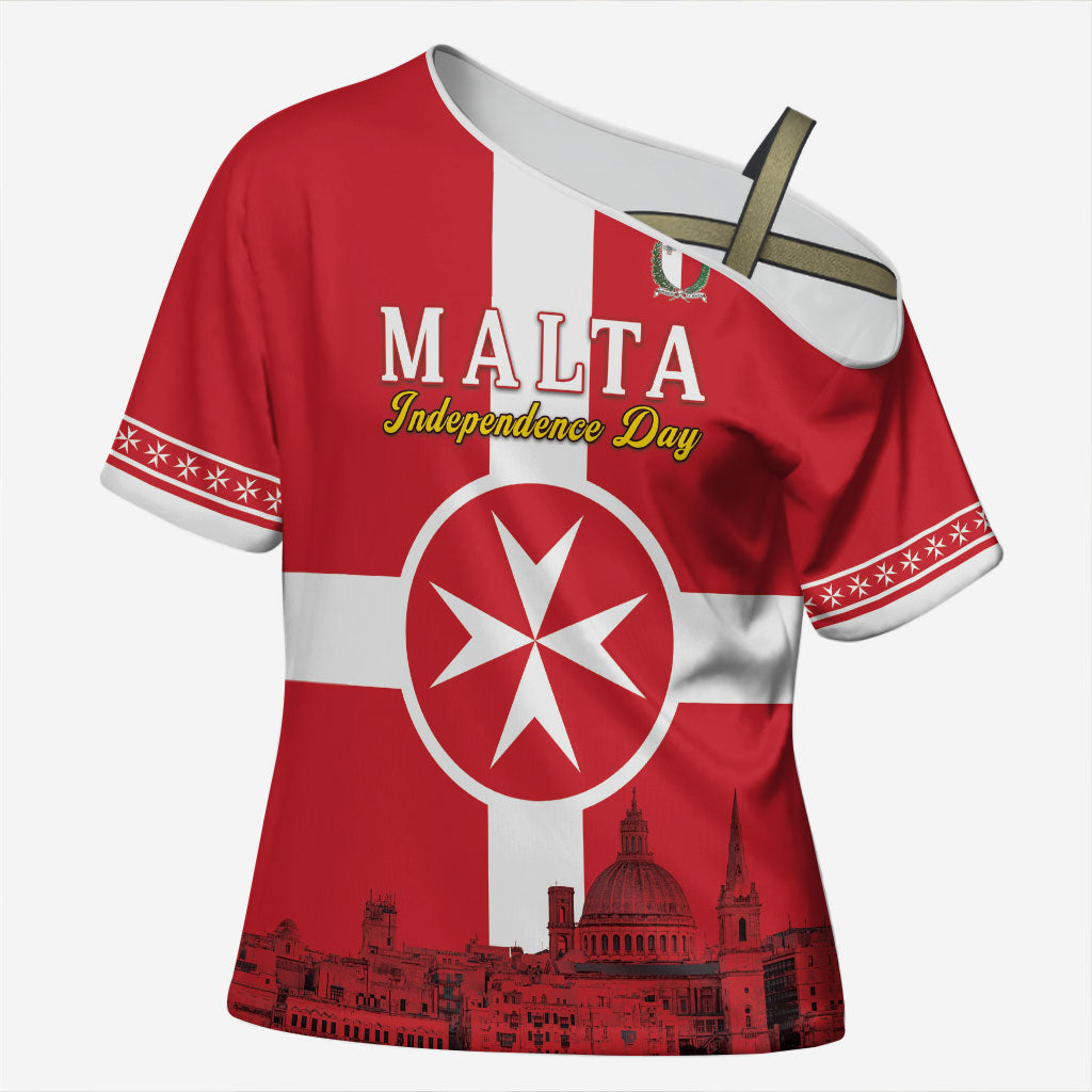 Personalized Malta Independence Day Cross Shoulder Shirt Maltese Cross Heritage Pride