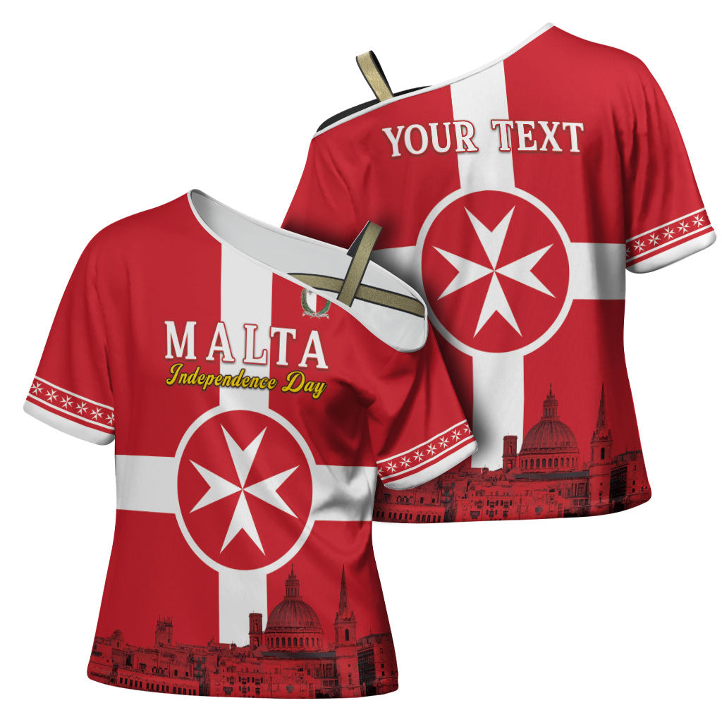 Personalized Malta Independence Day Cross Shoulder Shirt Maltese Cross Heritage Pride
