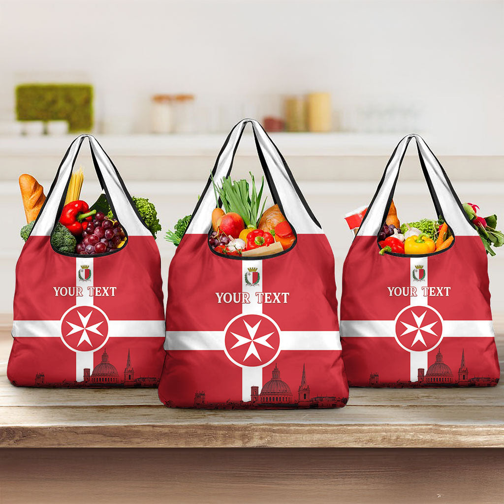 Personalized Malta Independence Day Grocery Bag Maltese Cross Heritage Pride