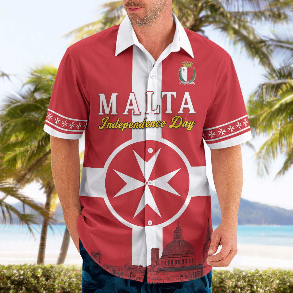Personalized Malta Independence Day Hawaiian Shirt Maltese Cross Heritage Pride