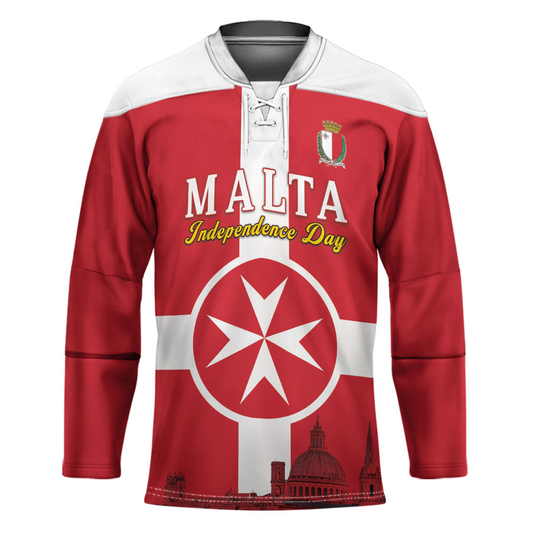 Personalized Malta Independence Day Hockey Jersey Maltese Cross Heritage Pride