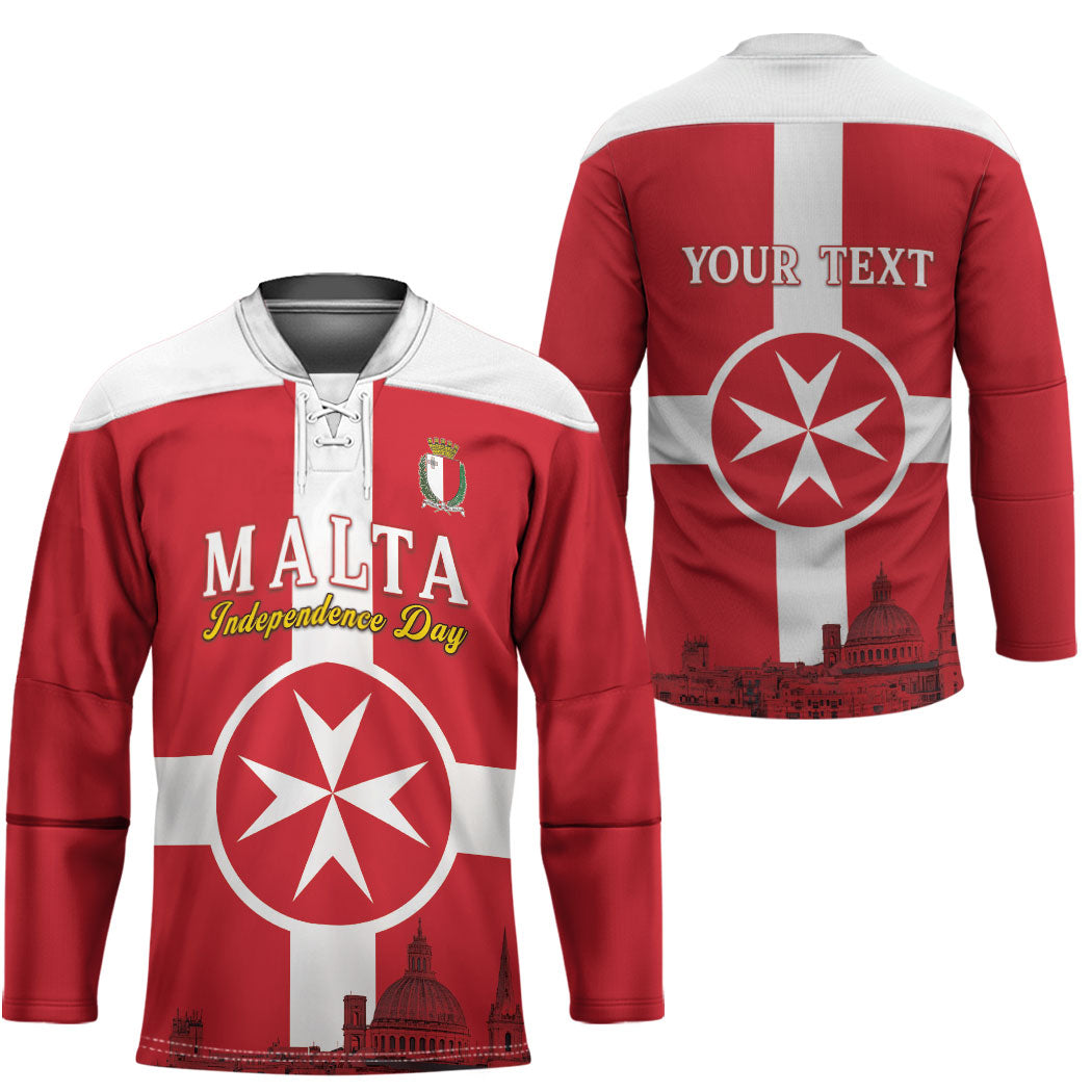Personalized Malta Independence Day Hockey Jersey Maltese Cross Heritage Pride