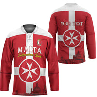 Personalized Malta Independence Day Hockey Jersey Maltese Cross Heritage Pride