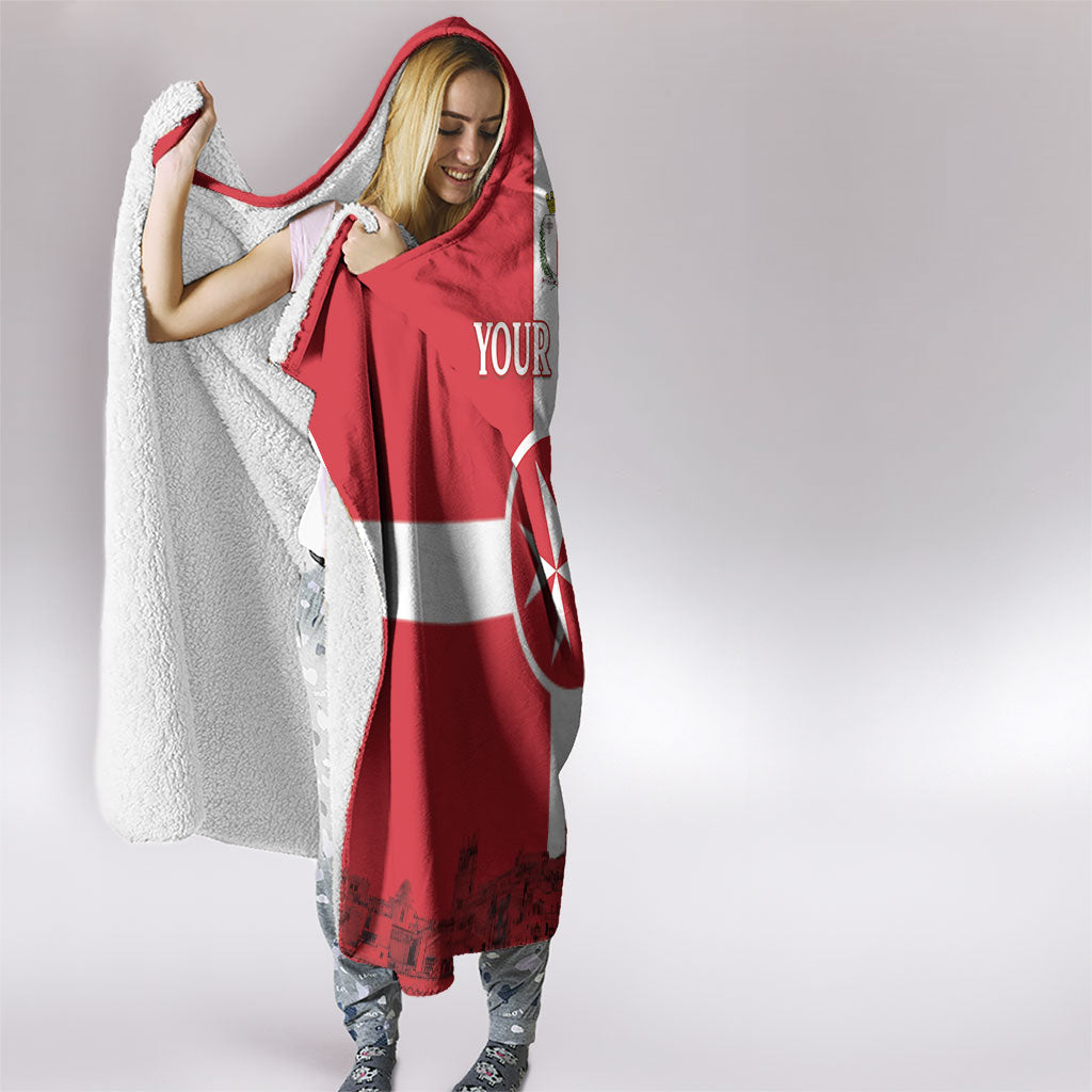 Personalized Malta Independence Day Hooded Blanket Maltese Cross Heritage Pride