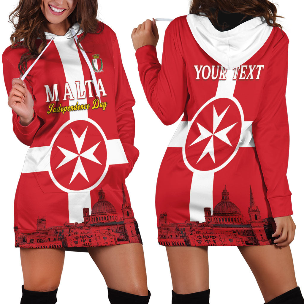 Personalized Malta Independence Day Hoodie Dress Maltese Cross Heritage Pride
