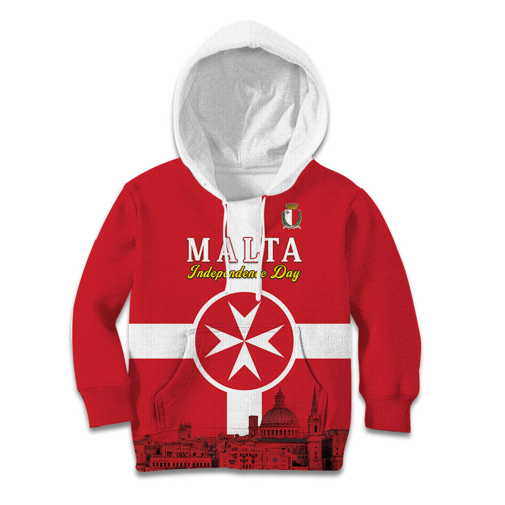 Personalized Malta Independence Day Kid Hoodie Maltese Cross Heritage Pride