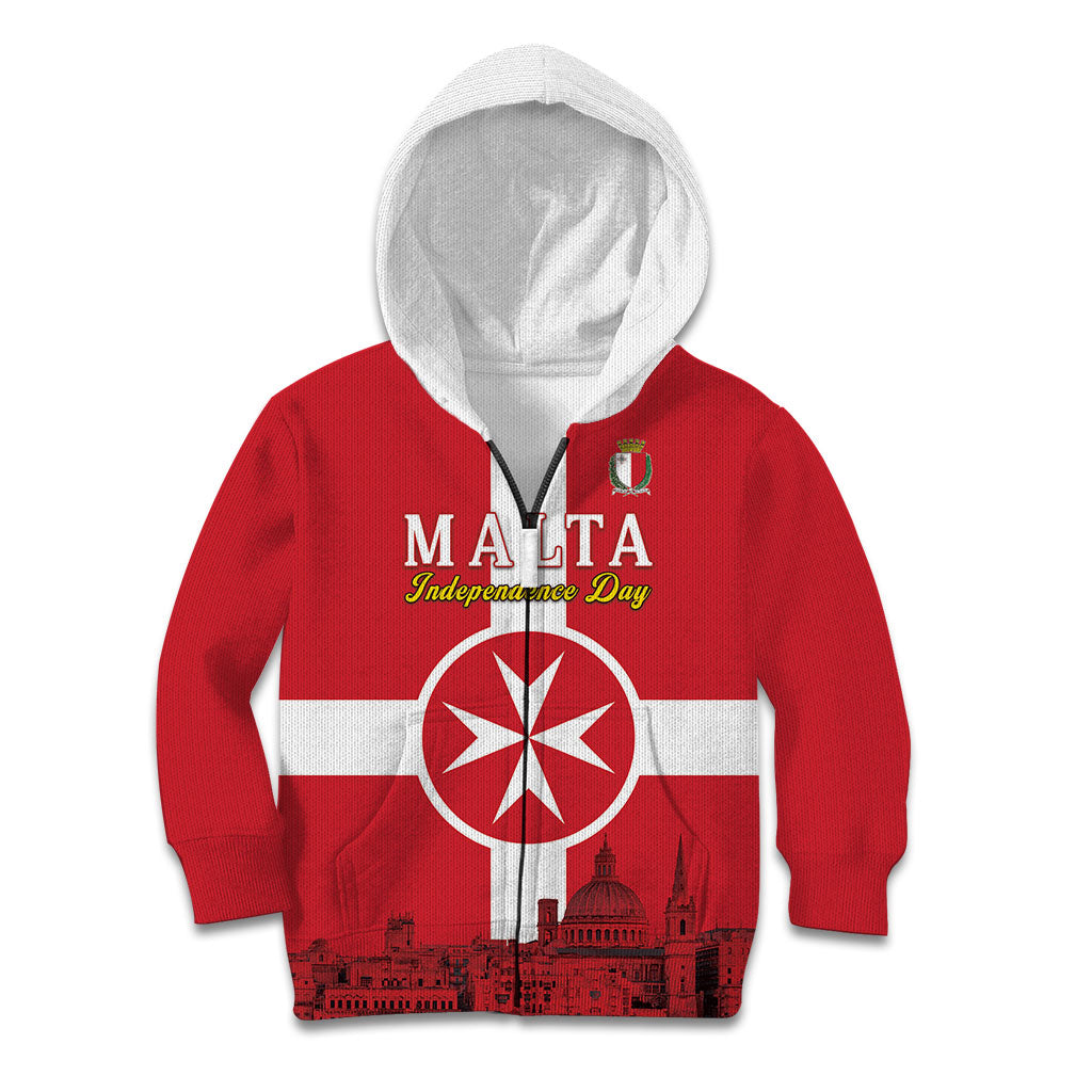 Personalized Malta Independence Day Kid Hoodie Maltese Cross Heritage Pride