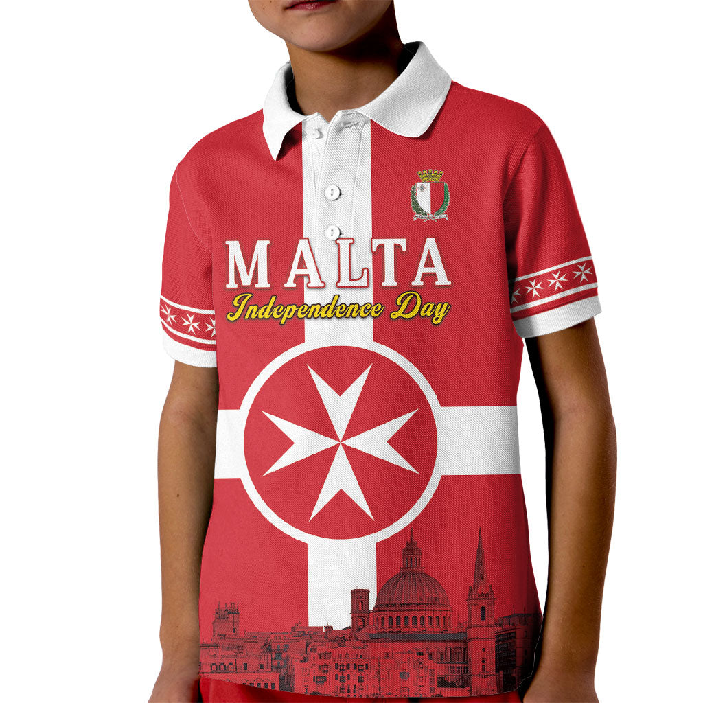 Personalized Malta Independence Day Kid Polo Shirt Maltese Cross Heritage Pride