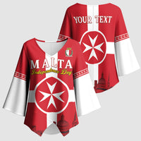 Personalized Malta Independence Day Kimono Sleeve Blouse Maltese Cross Heritage Pride