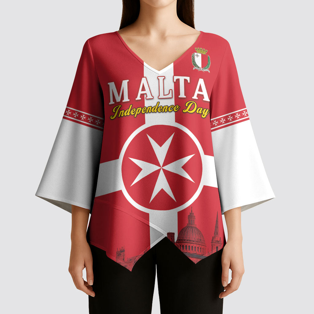 Personalized Malta Independence Day Kimono Sleeve Blouse Maltese Cross Heritage Pride