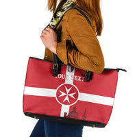Personalized Malta Independence Day Leather Tote Bag Maltese Cross Heritage Pride