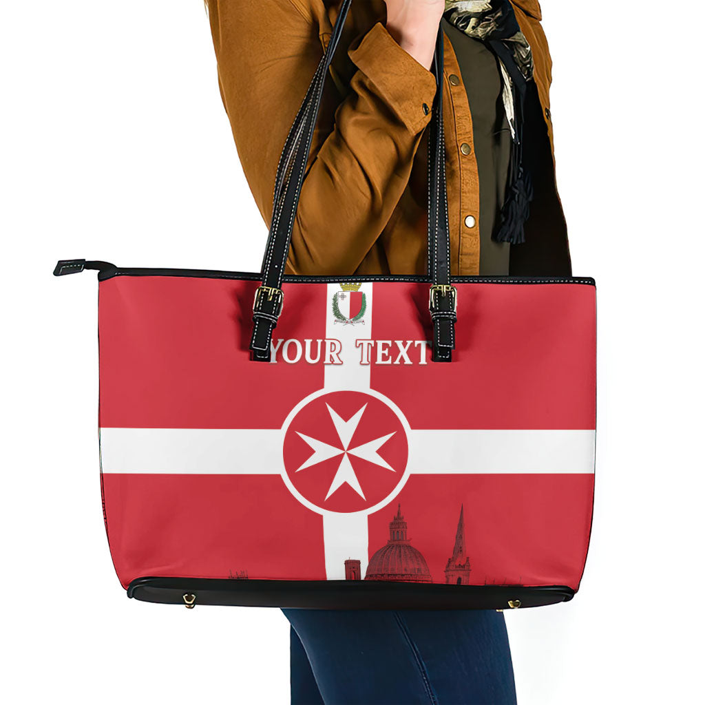 Personalized Malta Independence Day Leather Tote Bag Maltese Cross Heritage Pride
