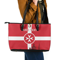 Personalized Malta Independence Day Leather Tote Bag Maltese Cross Heritage Pride