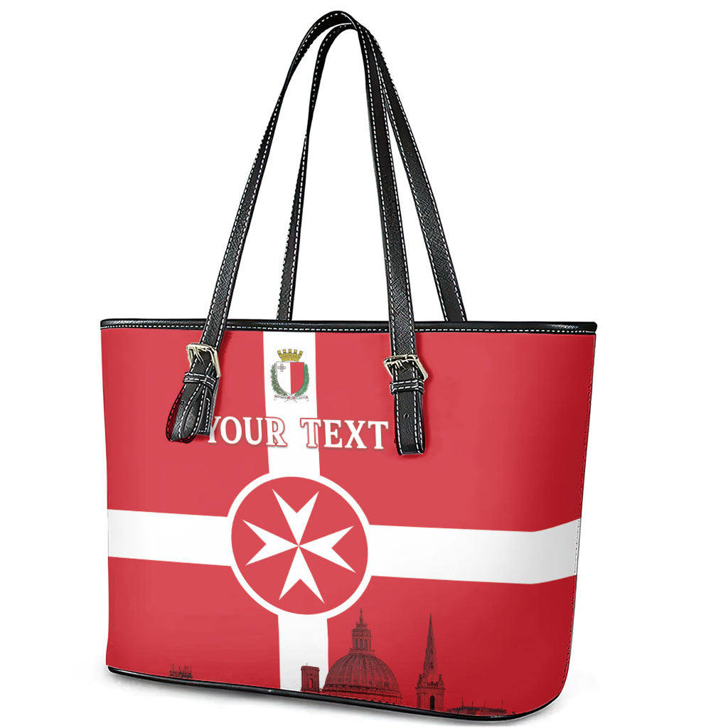 Personalized Malta Independence Day Leather Tote Bag Maltese Cross Heritage Pride