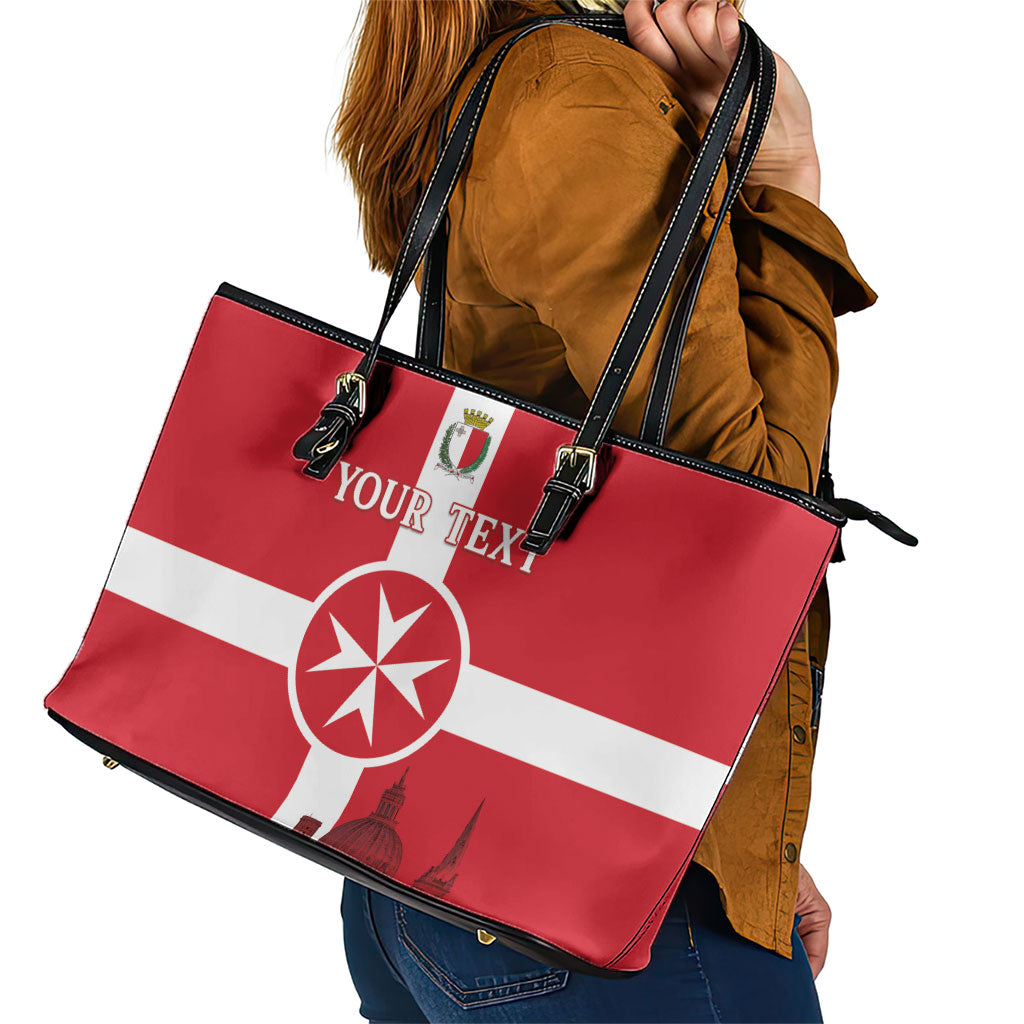 Personalized Malta Independence Day Leather Tote Bag Maltese Cross Heritage Pride