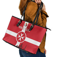 Personalized Malta Independence Day Leather Tote Bag Maltese Cross Heritage Pride