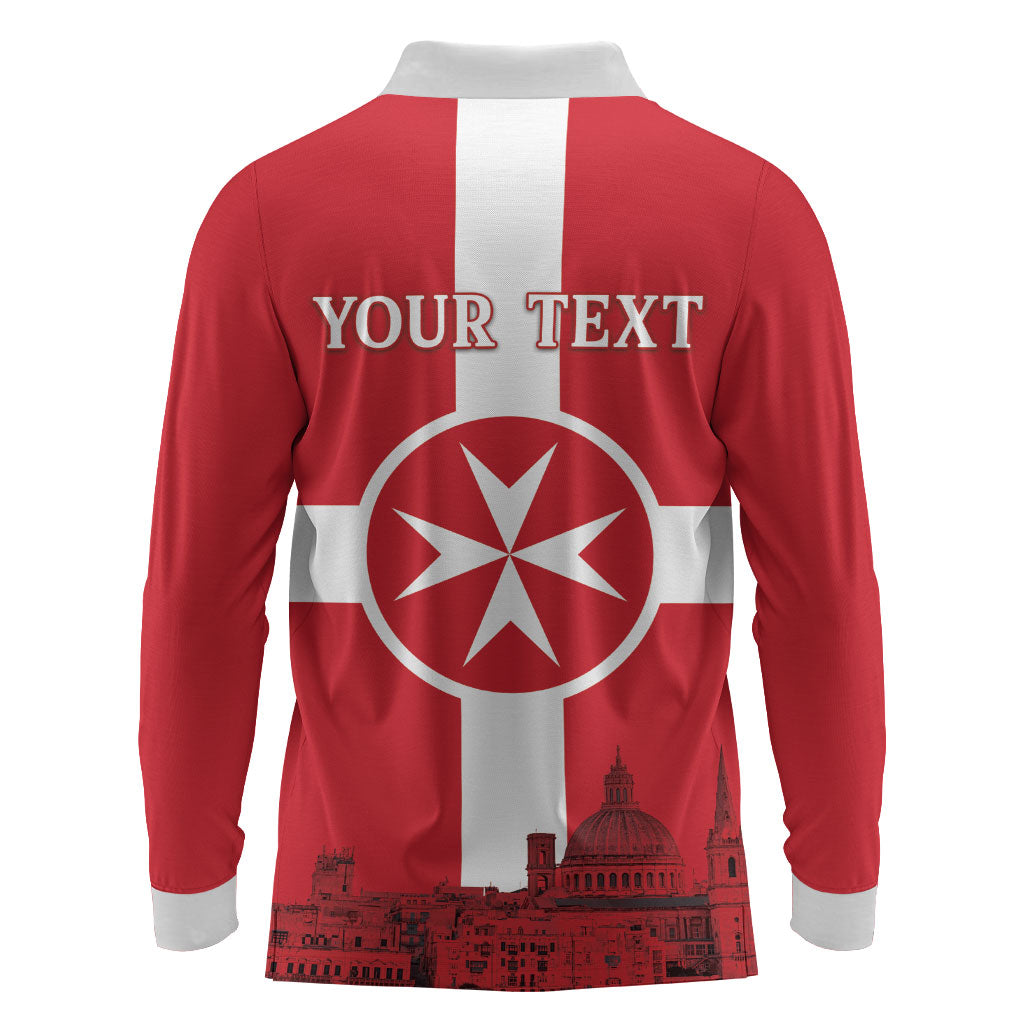 Personalized Malta Independence Day Long Sleeve Polo Shirt Maltese Cross Heritage Pride