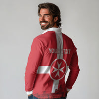 Personalized Malta Independence Day Long Sleeve Polo Shirt Maltese Cross Heritage Pride