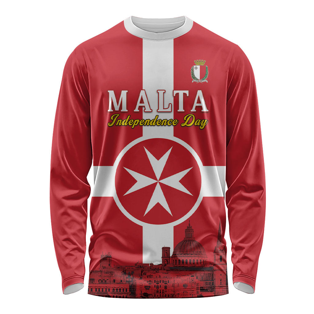 Personalized Malta Independence Day Long Sleeve Shirt Maltese Cross Heritage Pride