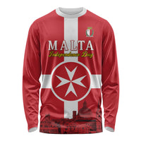 Personalized Malta Independence Day Long Sleeve Shirt Maltese Cross Heritage Pride