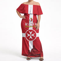 Personalized Malta Independence Day Off Shoulder Maxi Dress Maltese Cross Heritage Pride