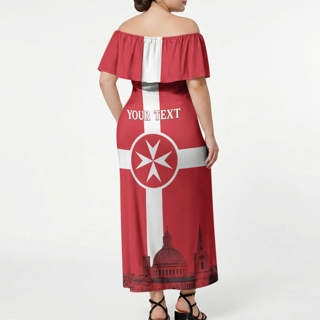 Personalized Malta Independence Day Off Shoulder Maxi Dress Maltese Cross Heritage Pride