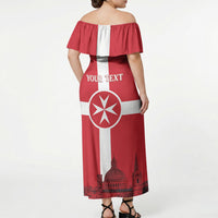 Personalized Malta Independence Day Off Shoulder Maxi Dress Maltese Cross Heritage Pride