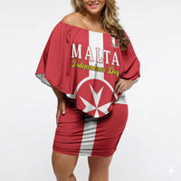 Personalized Malta Independence Day Off Shoulder Short Dress Maltese Cross Heritage Pride