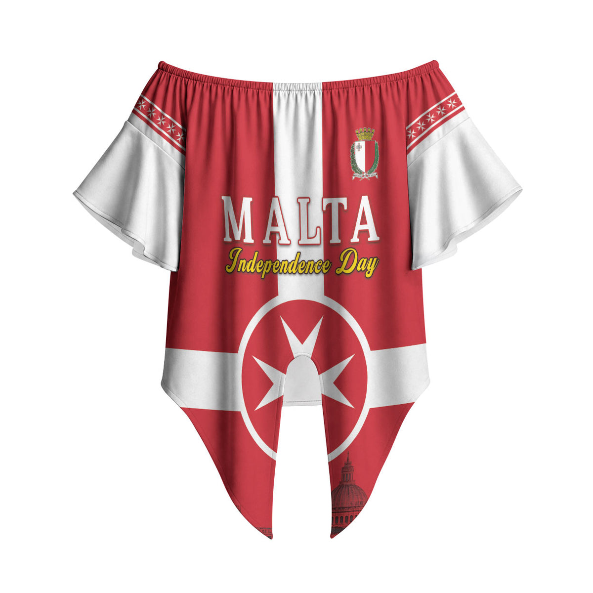 Personalized Malta Independence Day Off Shoulder Wrap Waist Top Maltese Cross Heritage Pride