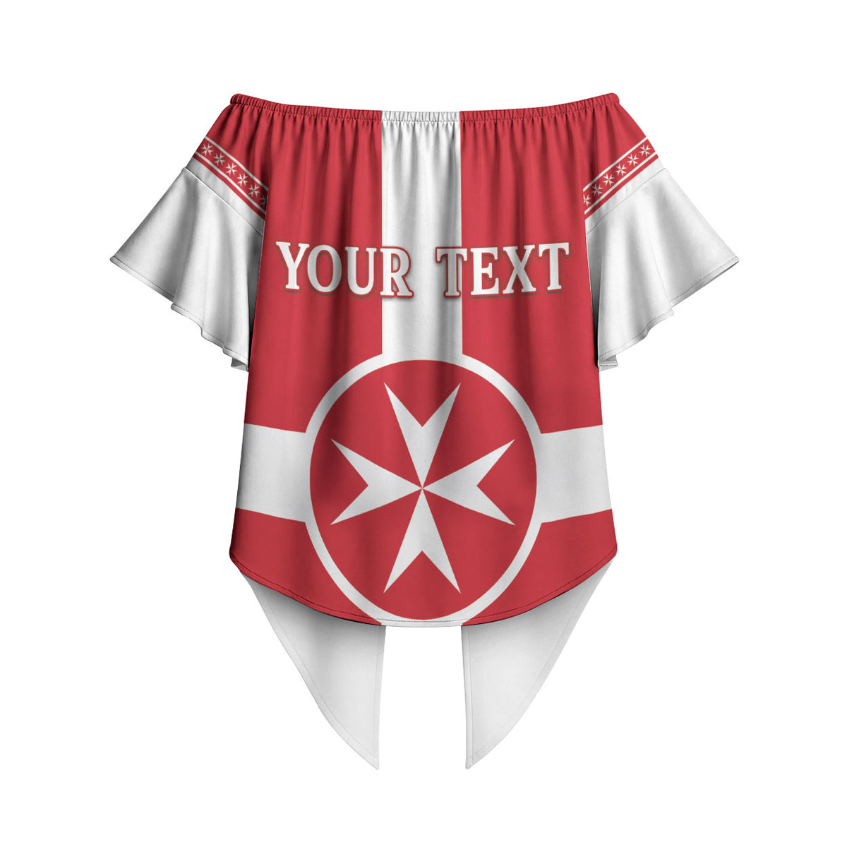 Personalized Malta Independence Day Off Shoulder Wrap Waist Top Maltese Cross Heritage Pride