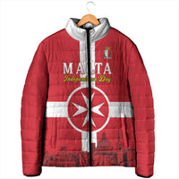 Personalized Malta Independence Day Padded Jacket Maltese Cross Heritage Pride