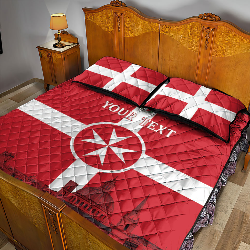 Personalized Malta Independence Day Quilt Bed Set Maltese Cross Heritage Pride