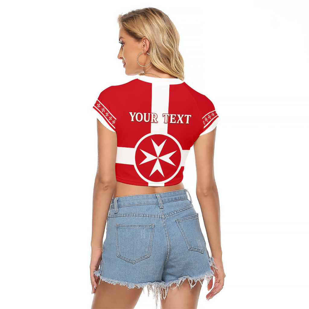 Personalized Malta Independence Day Raglan Cropped T Shirt Maltese Cross Heritage Pride