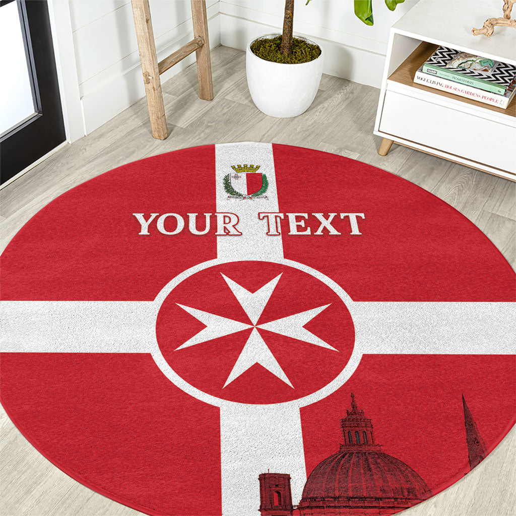 Personalized Malta Independence Day Round Carpet Maltese Cross Heritage Pride