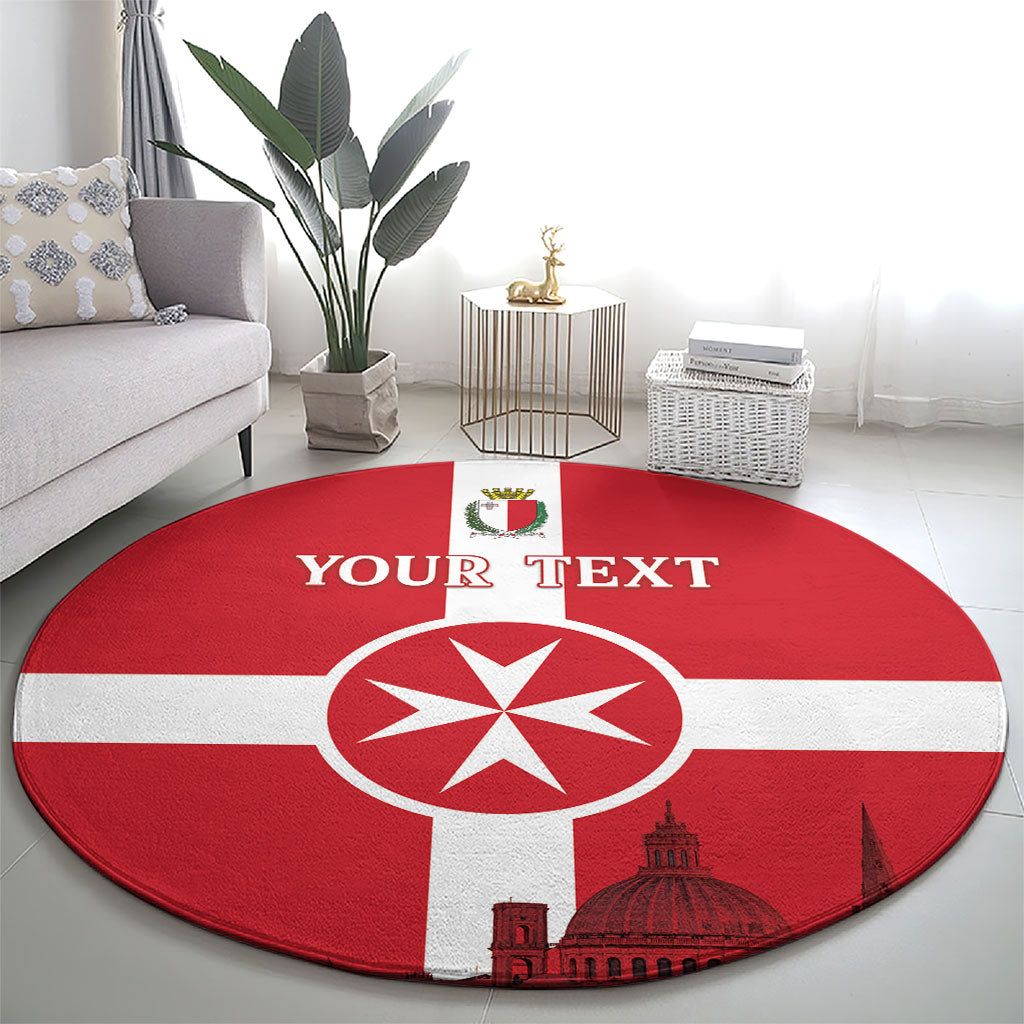 Personalized Malta Independence Day Round Carpet Maltese Cross Heritage Pride