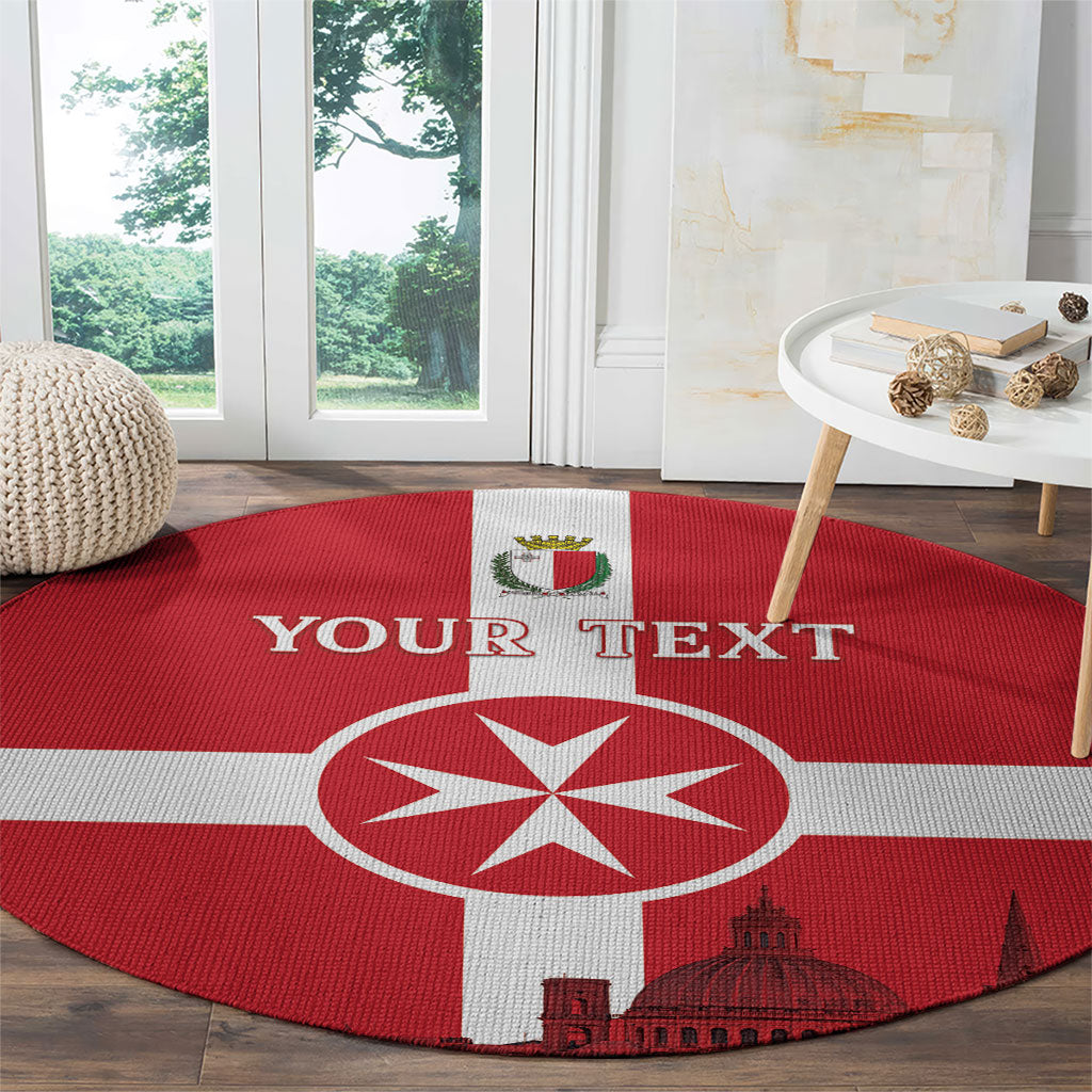 Personalized Malta Independence Day Round Carpet Maltese Cross Heritage Pride