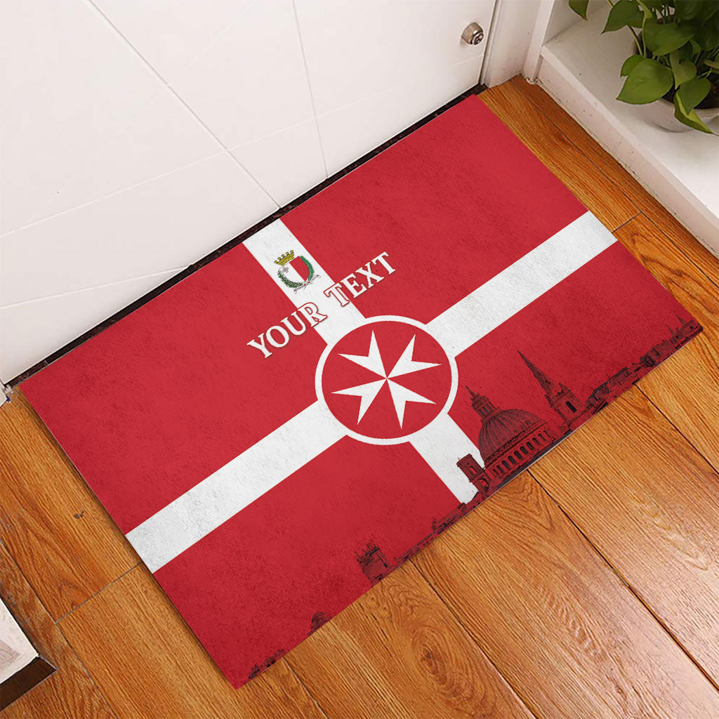 Personalized Malta Independence Day Rubber Doormat Maltese Cross Heritage Pride