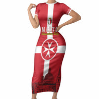 Personalized Malta Independence Day Short Sleeve Bodycon Dress Maltese Cross Heritage Pride