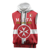 Personalized Malta Independence Day Sleeveless Hoodie Maltese Cross Heritage Pride