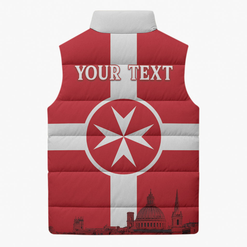 Personalized Malta Independence Day Sleeveless Puffer Jacket Maltese Cross Heritage Pride