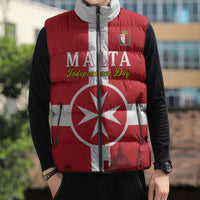 Personalized Malta Independence Day Sleeveless Puffer Jacket Maltese Cross Heritage Pride