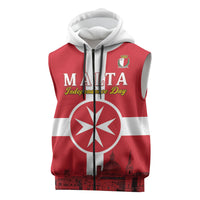 Personalized Malta Independence Day Sleeveless Zip Hoodie Maltese Cross Heritage Pride