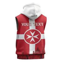 Personalized Malta Independence Day Sleeveless Zip Hoodie Maltese Cross Heritage Pride